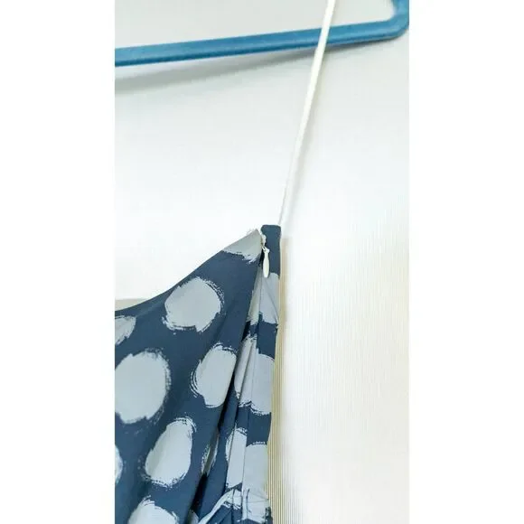 Theory Vivien Ikat Blue & White Spotted Polka Dot One Shoulder Mini Dress Size 8 - Picture 10 of 10